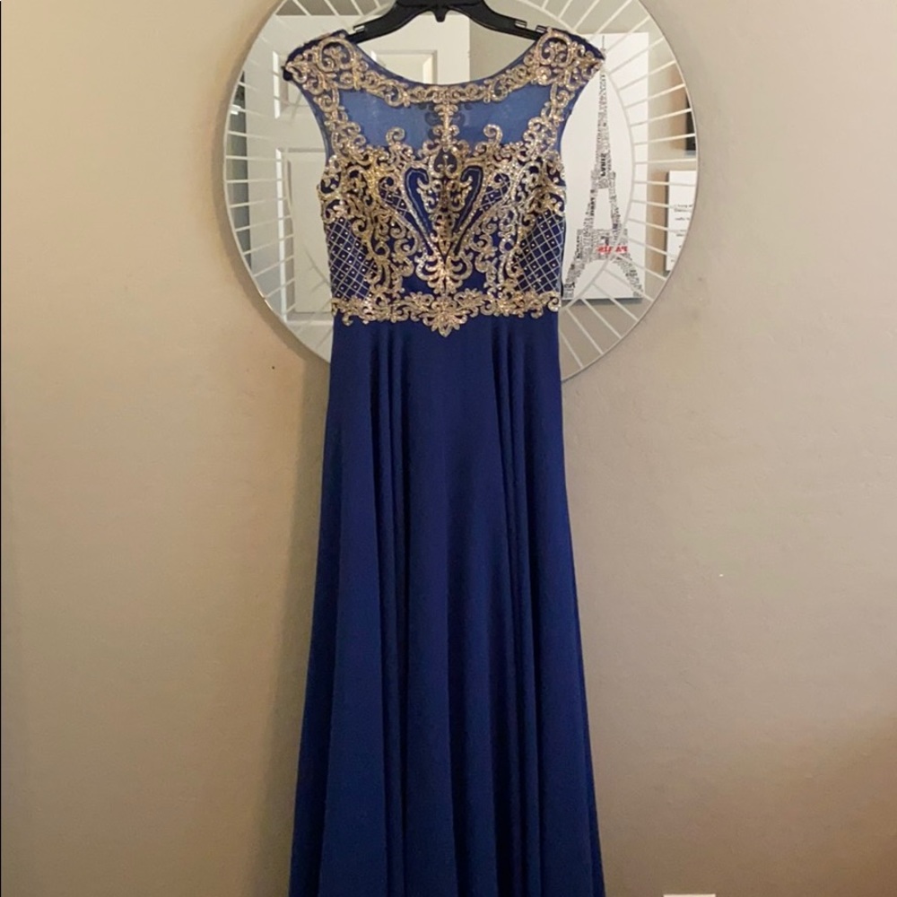 Stunning Blue and Gold Prom Dress!!!